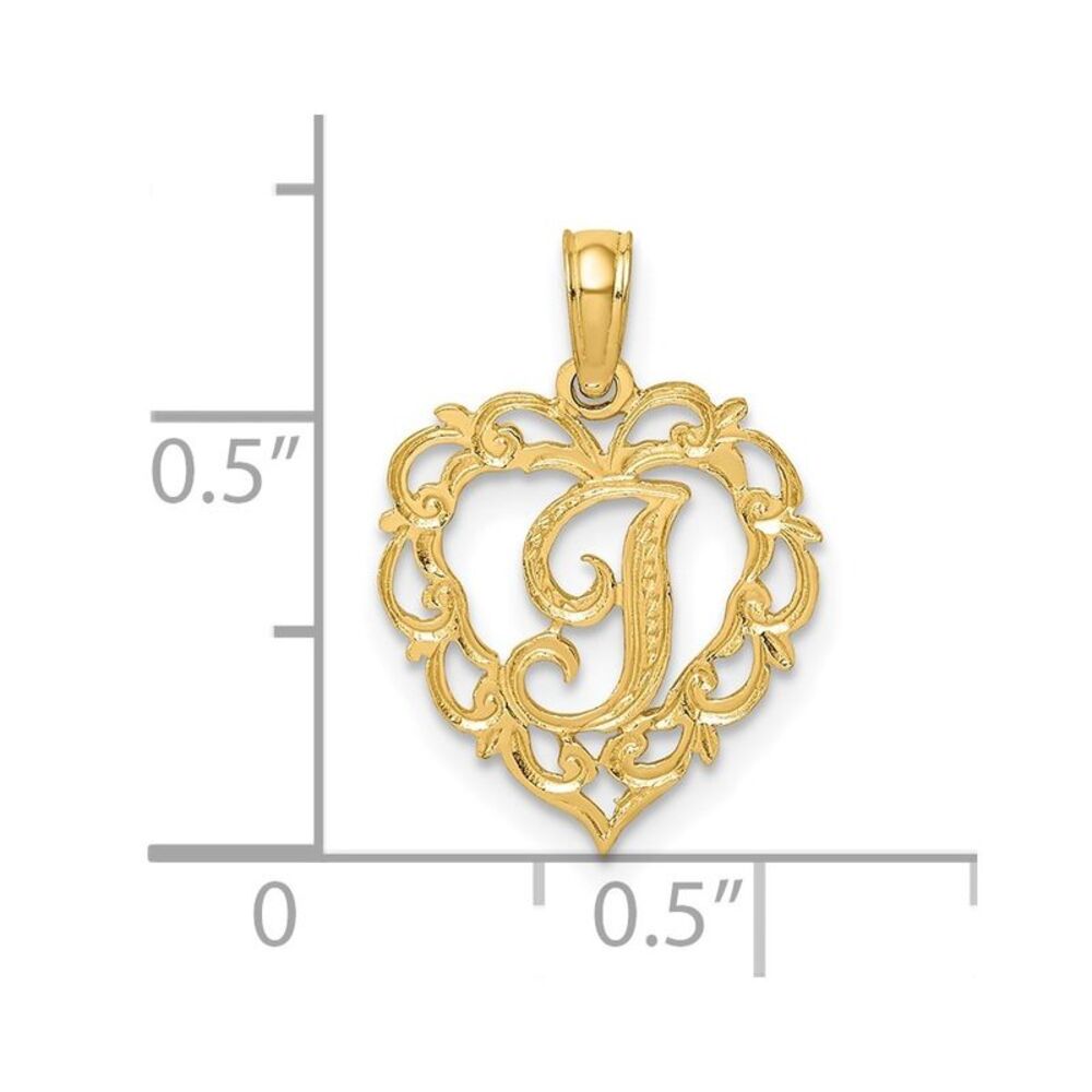 14k Yellow Gold Heart Script Letter I Initial Cha… - image 3